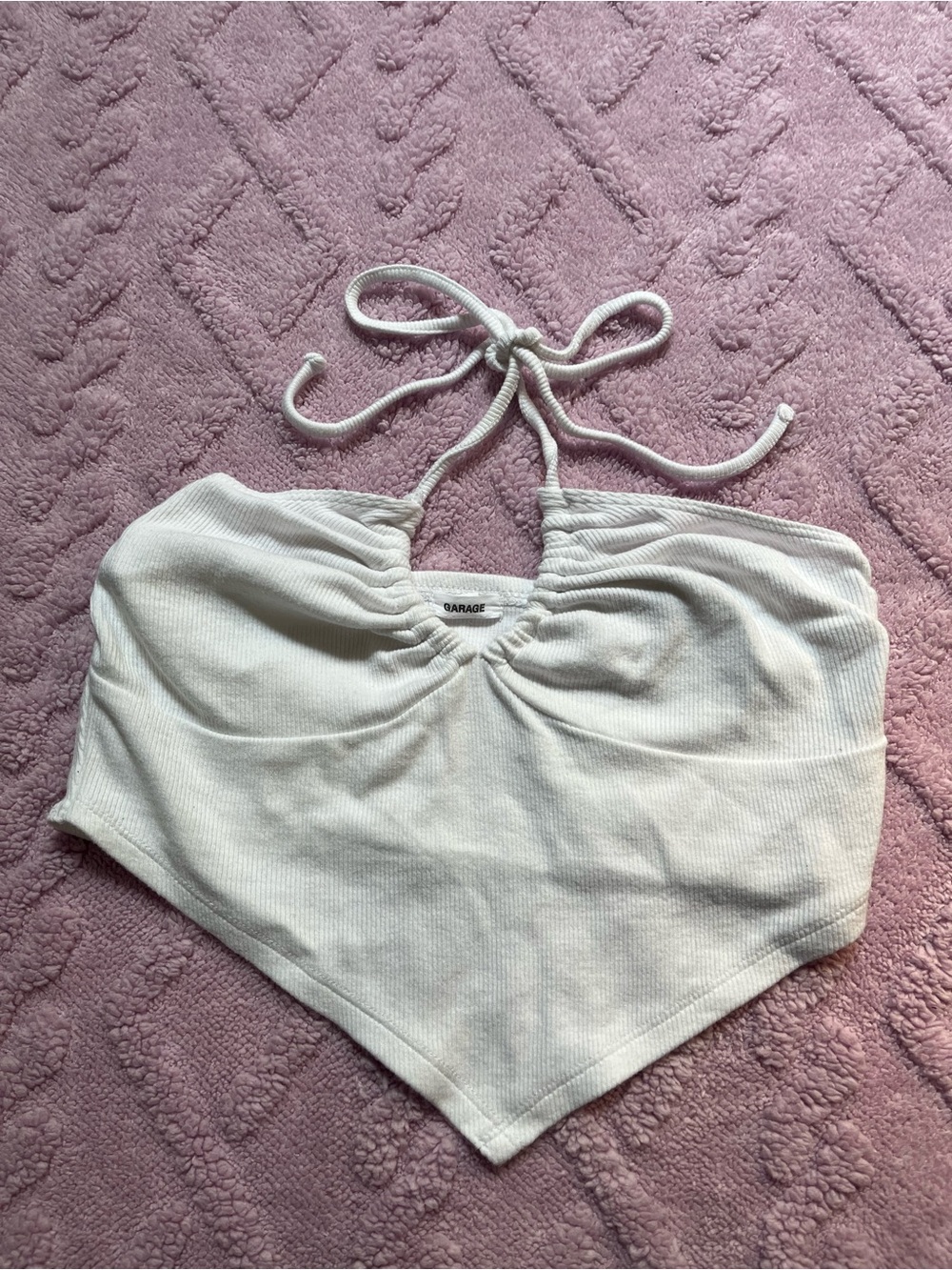 Garage Halter Tie-Back Crop Top